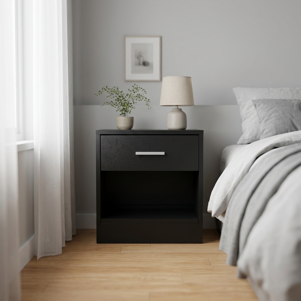Modern Nightstand with Hidden Compartment, Bedside Table with Secret Storage Drawer for Valuables