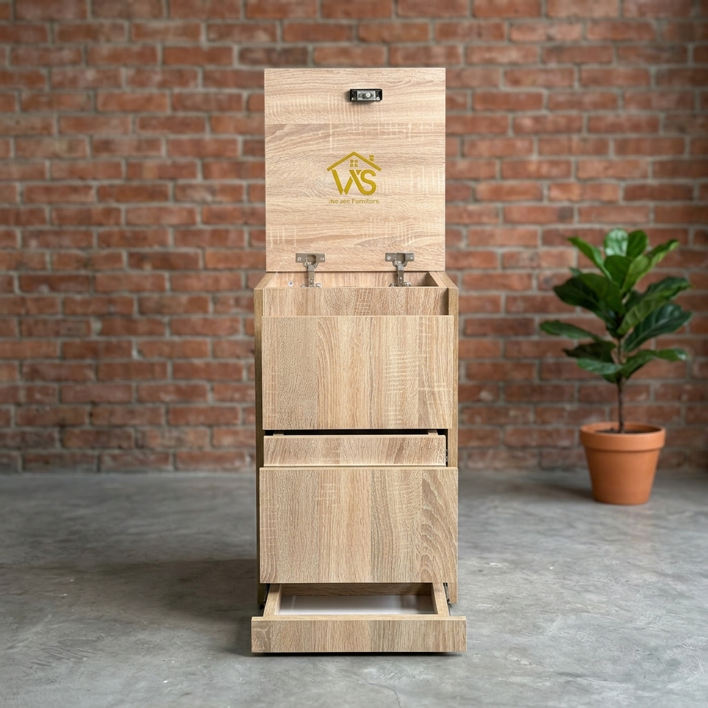 Minimalist nightstand with hidden storage