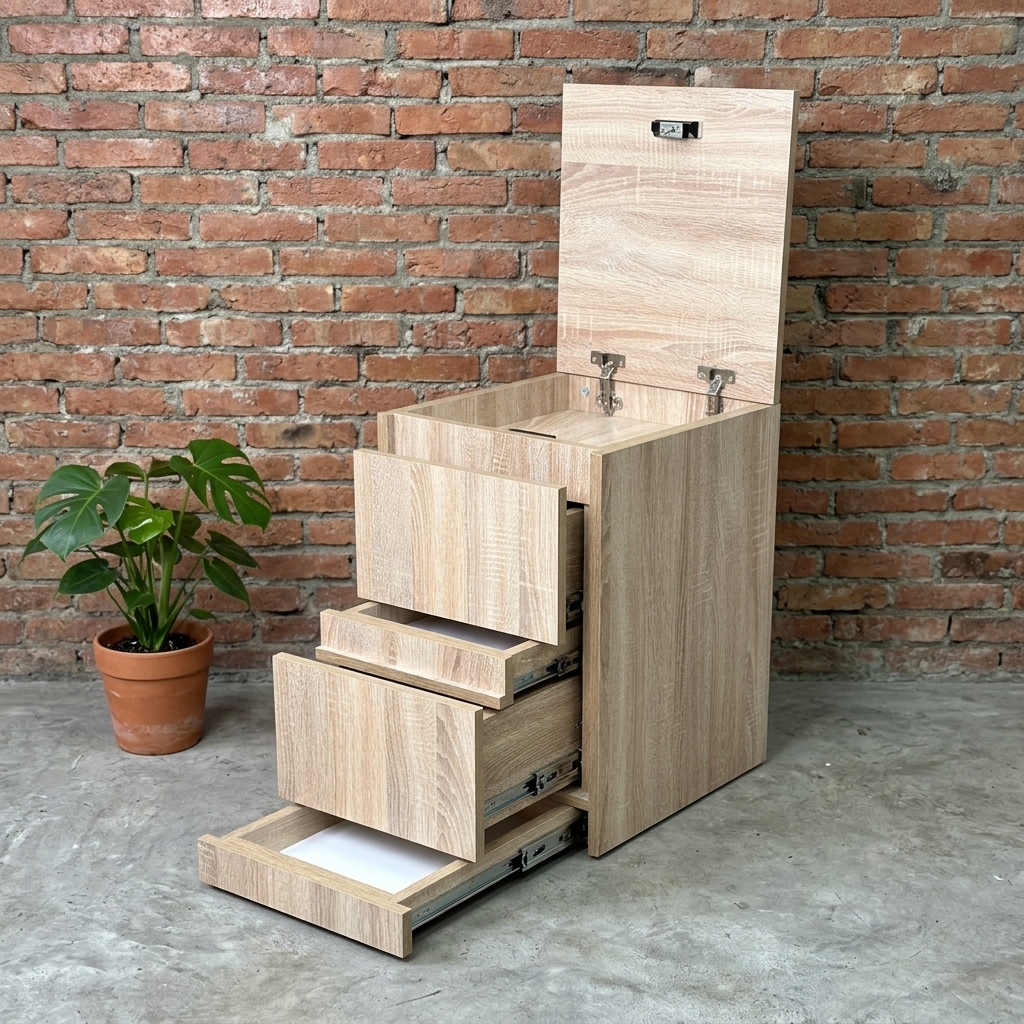 Minimalist nightstand with hidden storage