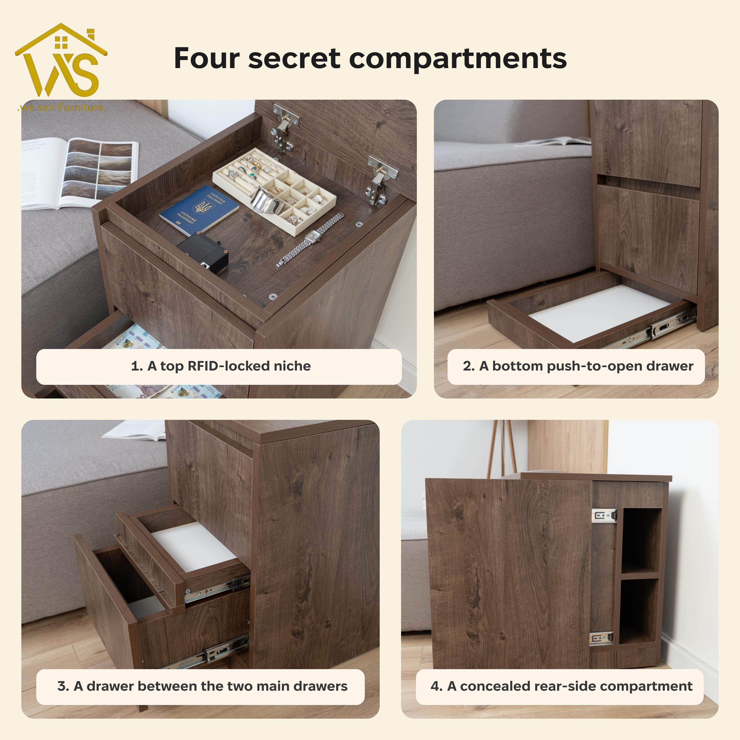 Minimalist nightstand with hidden storage