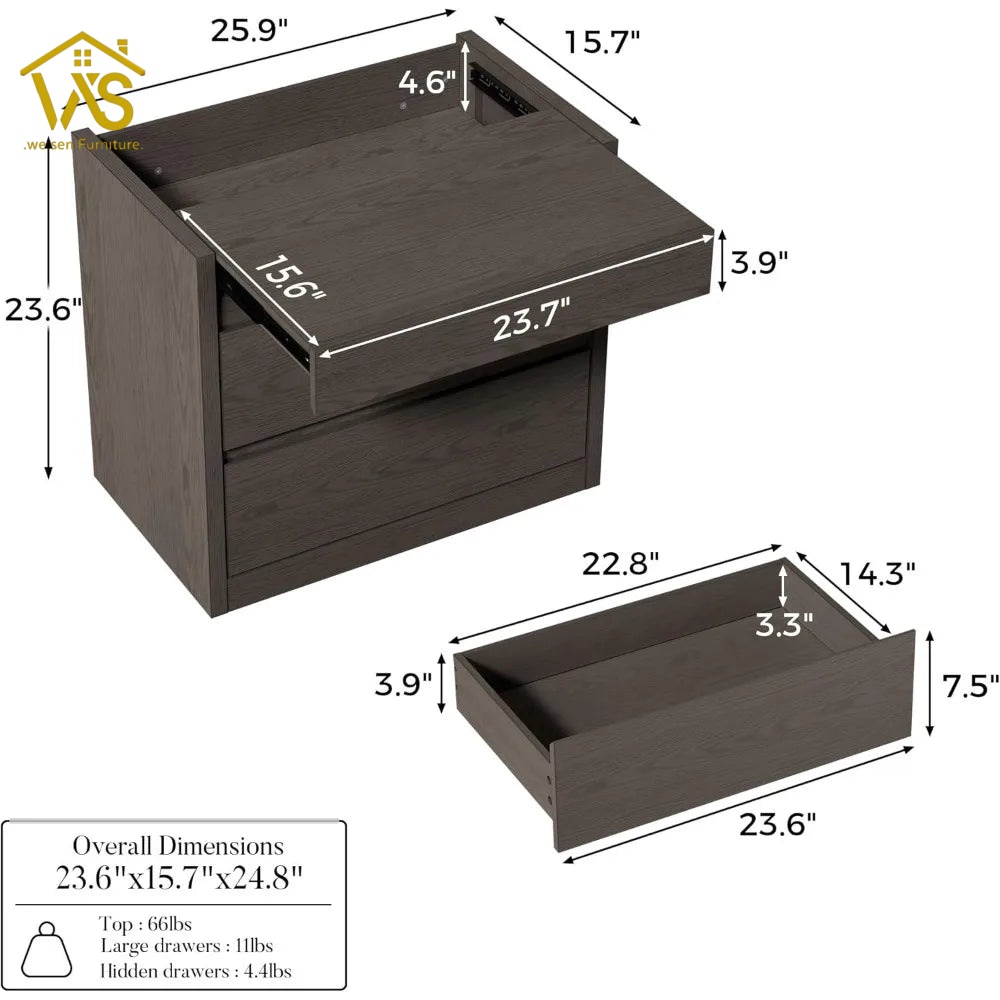 Nightstand with secret drawer