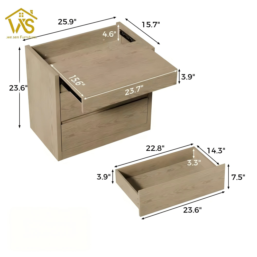 Modern nightstand with hidden compartment for valuables