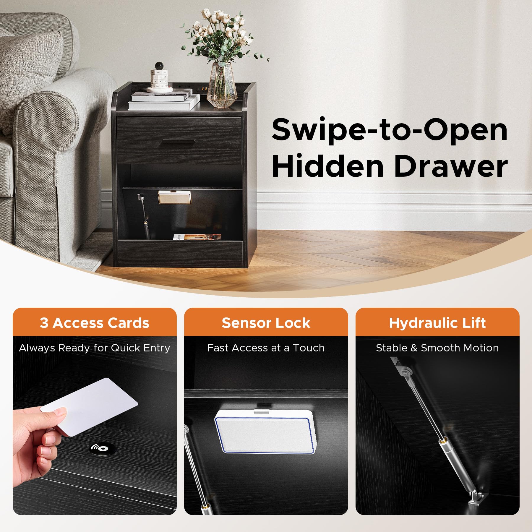 Nightstand with hidden safe compartment