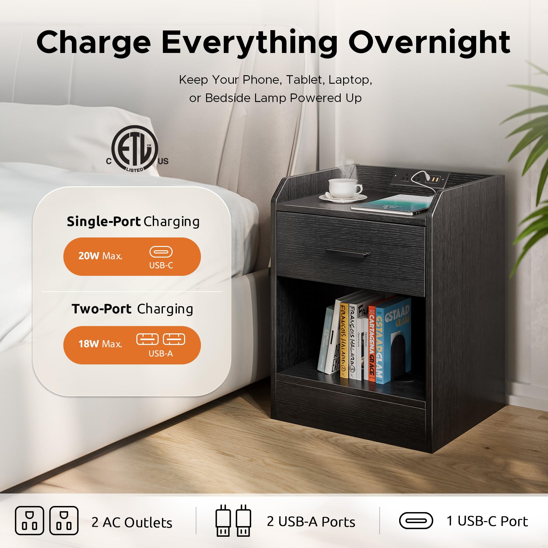 Nightstand with hidden safe compartment