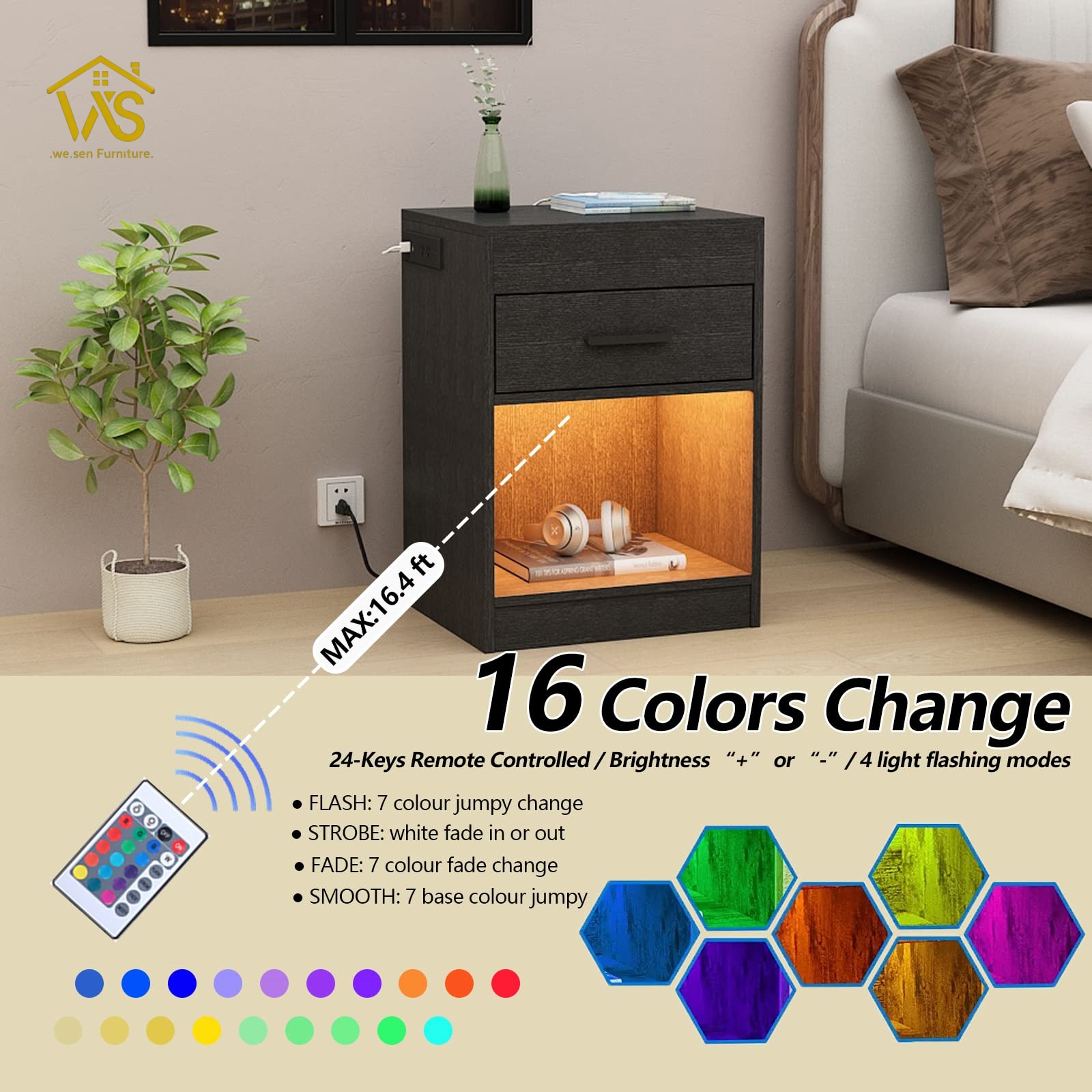 Modern nightstand with undetectable hidden stash