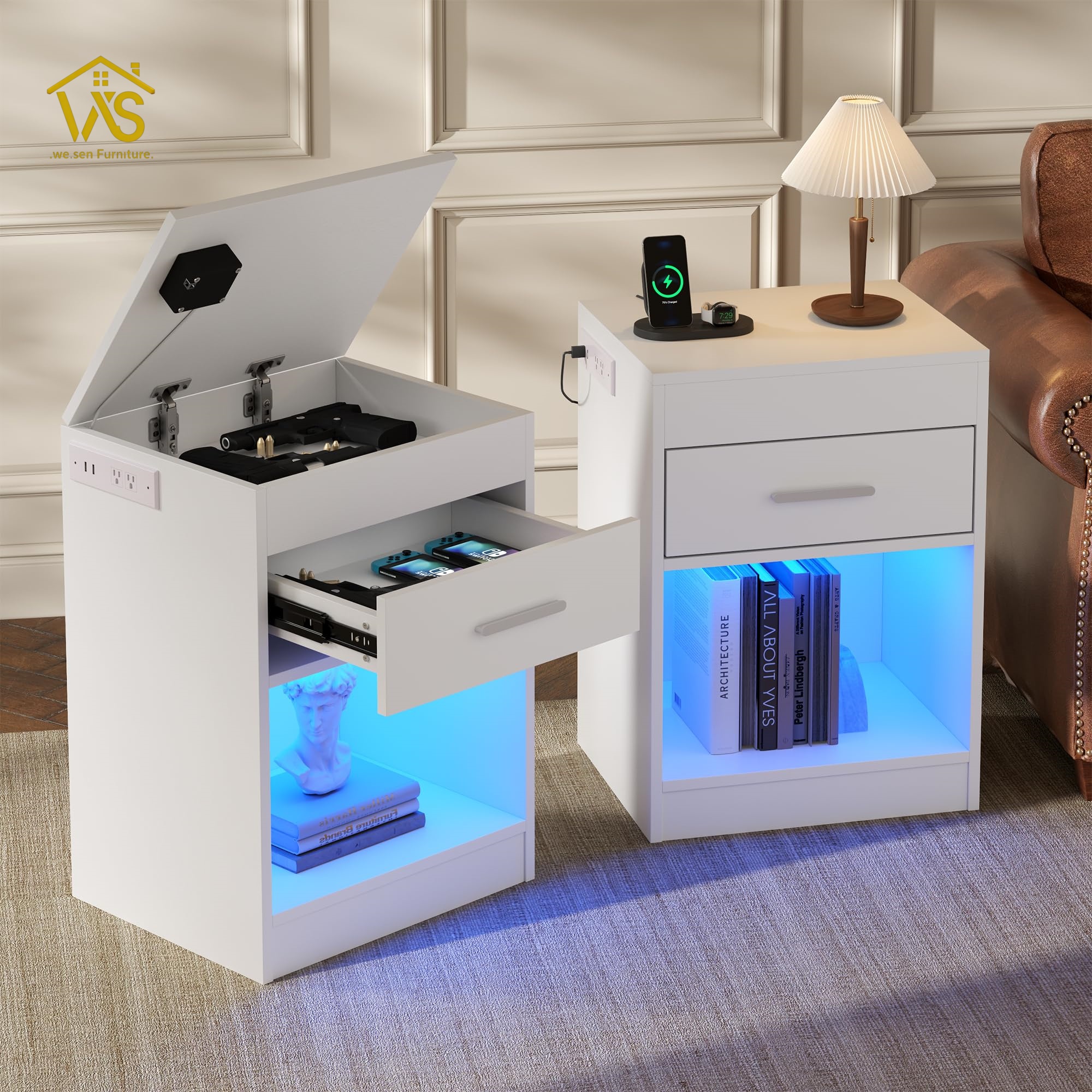Modern nightstand with undetectable hidden stash