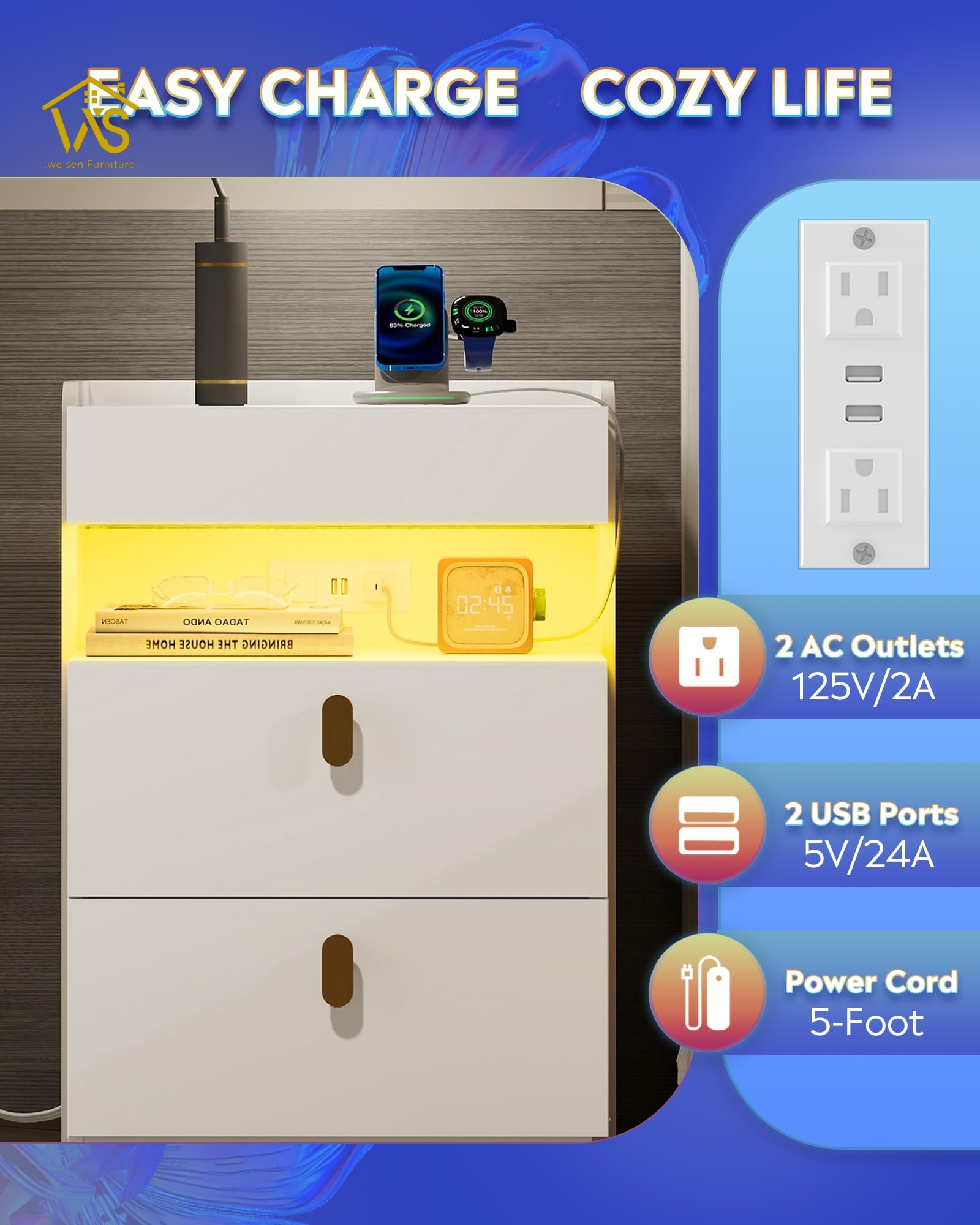 Bedside table with secret compartment