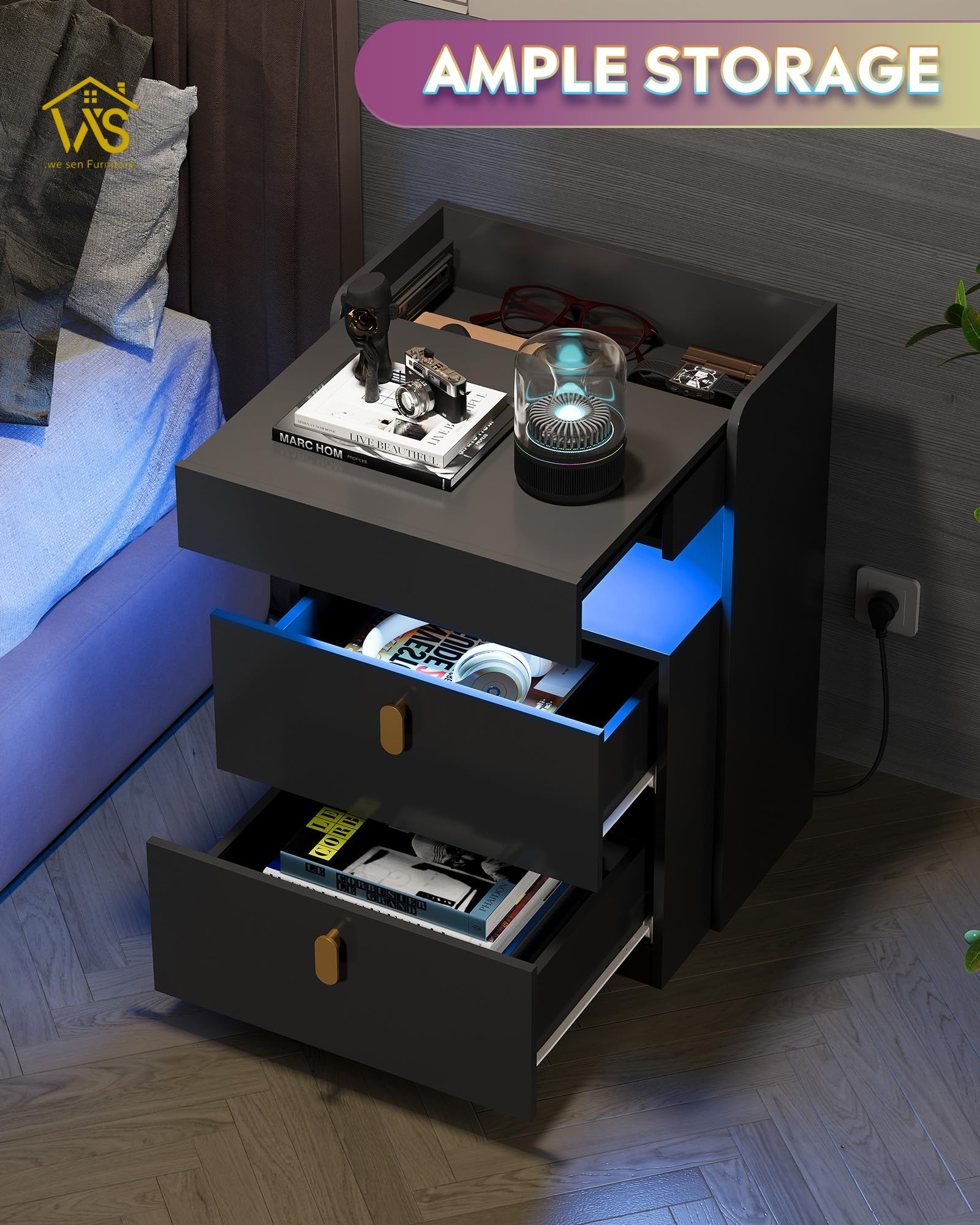 Bedside table with secret compartment