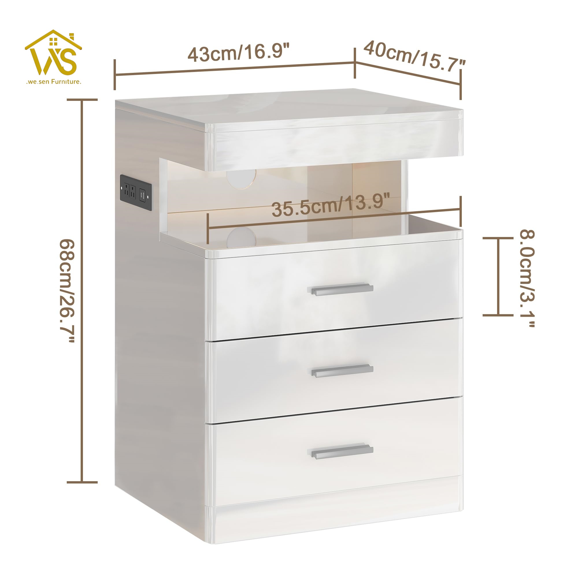 Black hidden compartment nightstand