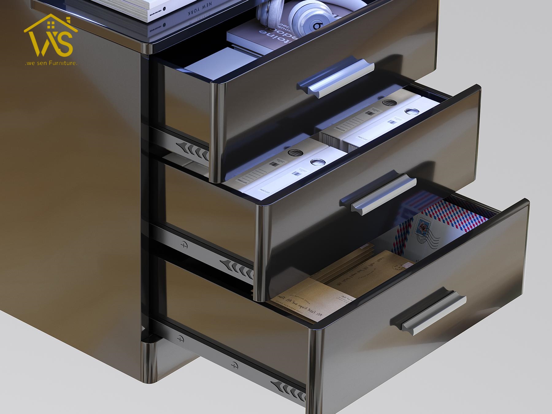 Black hidden compartment nightstand