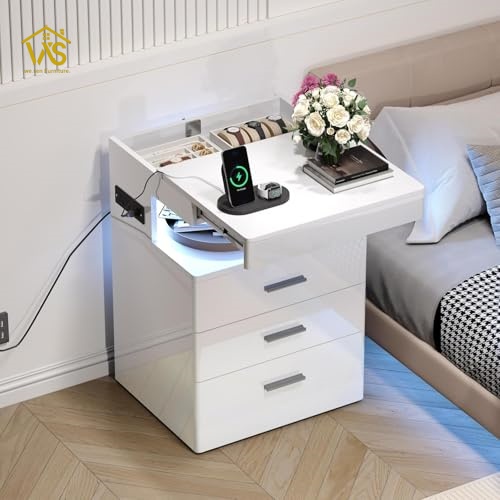 Black hidden compartment nightstand