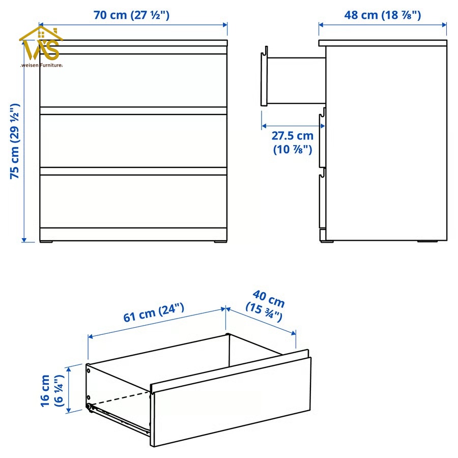 Matte white handle-free 3 drawer tall chest with electronic lock hidden flip top compartment