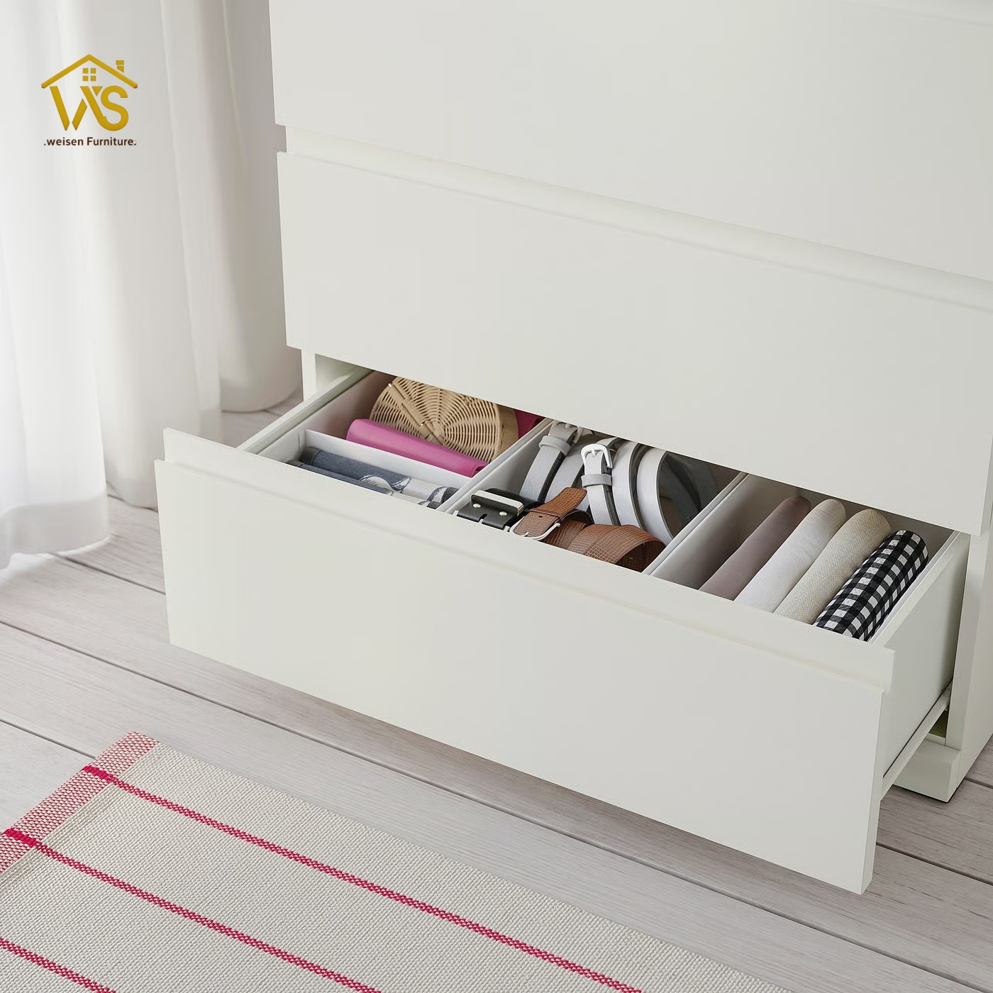 Matte white handle-free 3 drawer tall chest with electronic lock hidden flip top compartment
