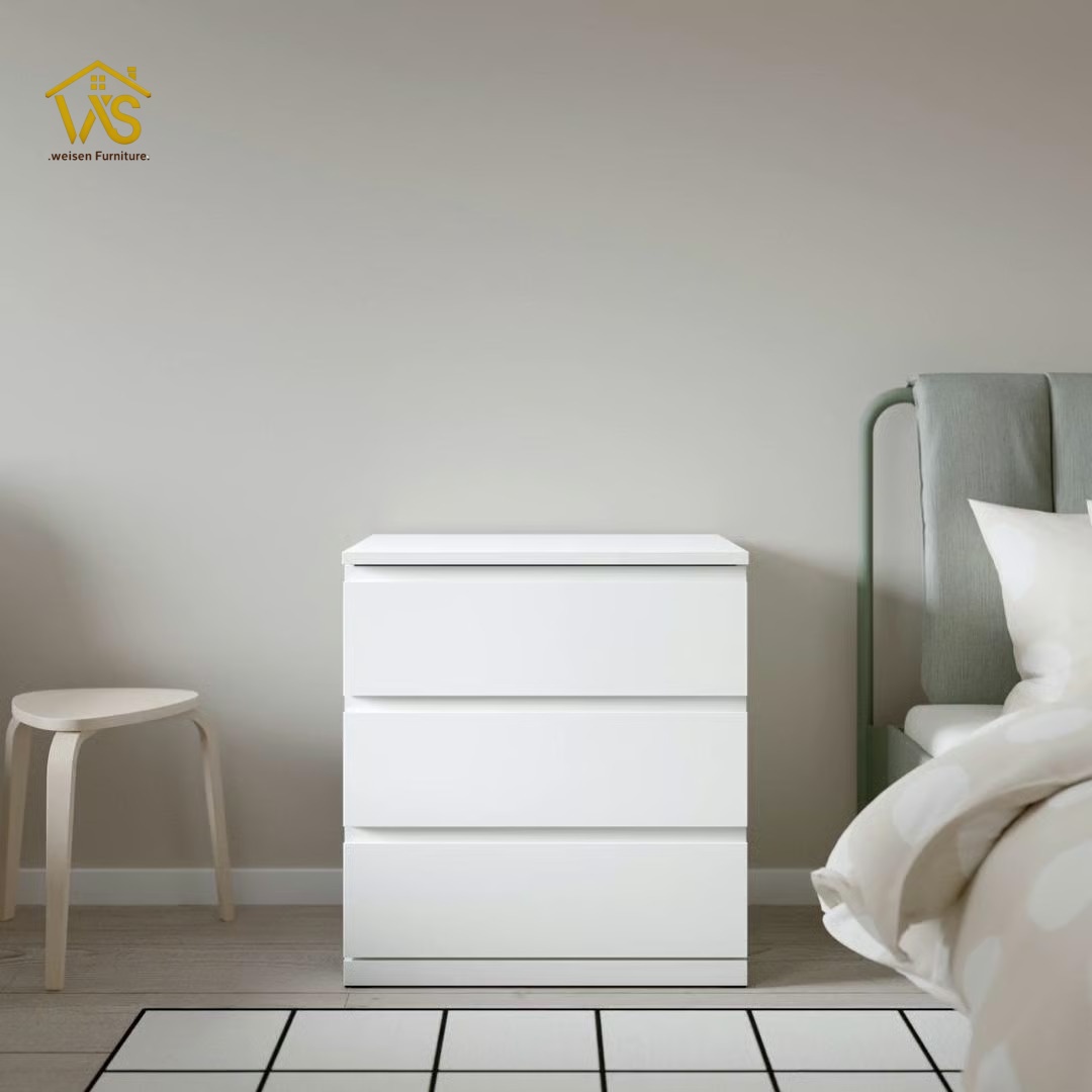 Matte white handle-free 3 drawer tall chest with electronic lock hidden flip top compartment