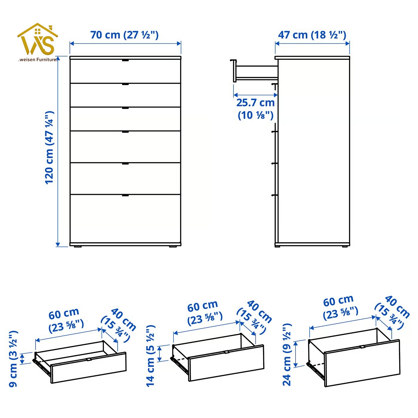 6 drawer tall chest with lockable flip top hidden compartment