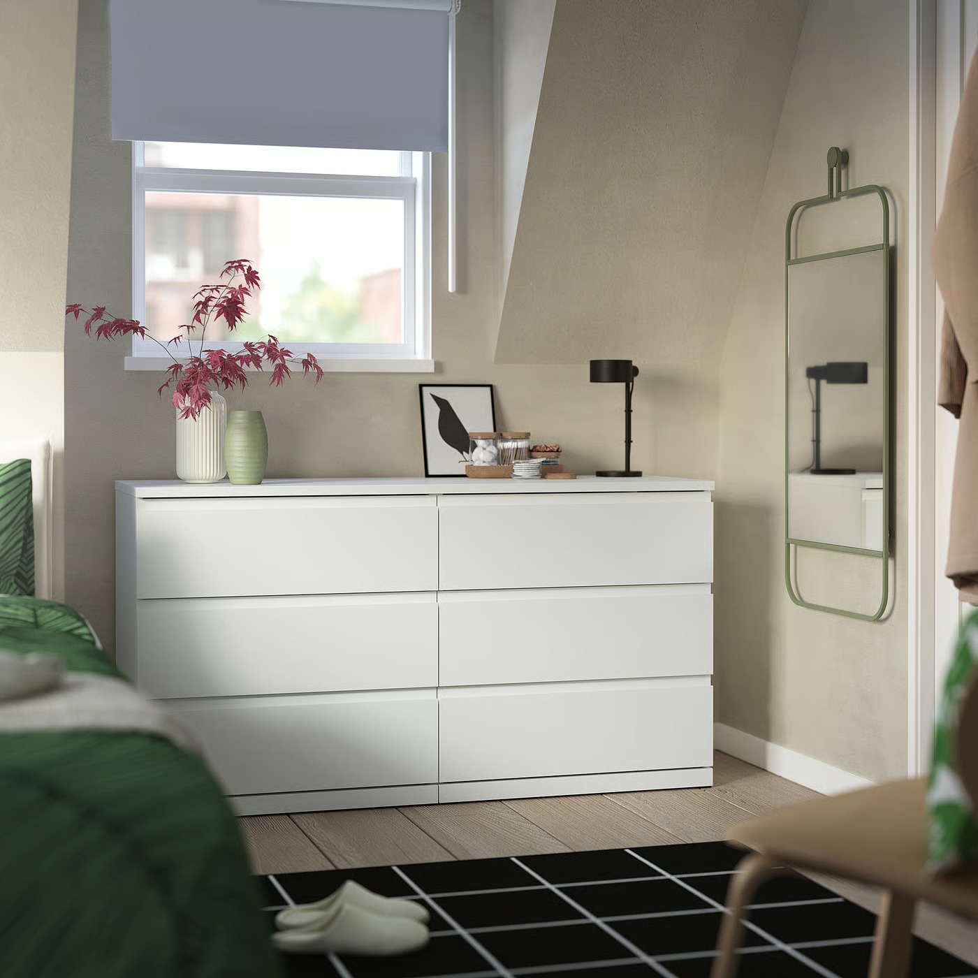 6 drawer wide dresser with lockable flip top hidden compartment