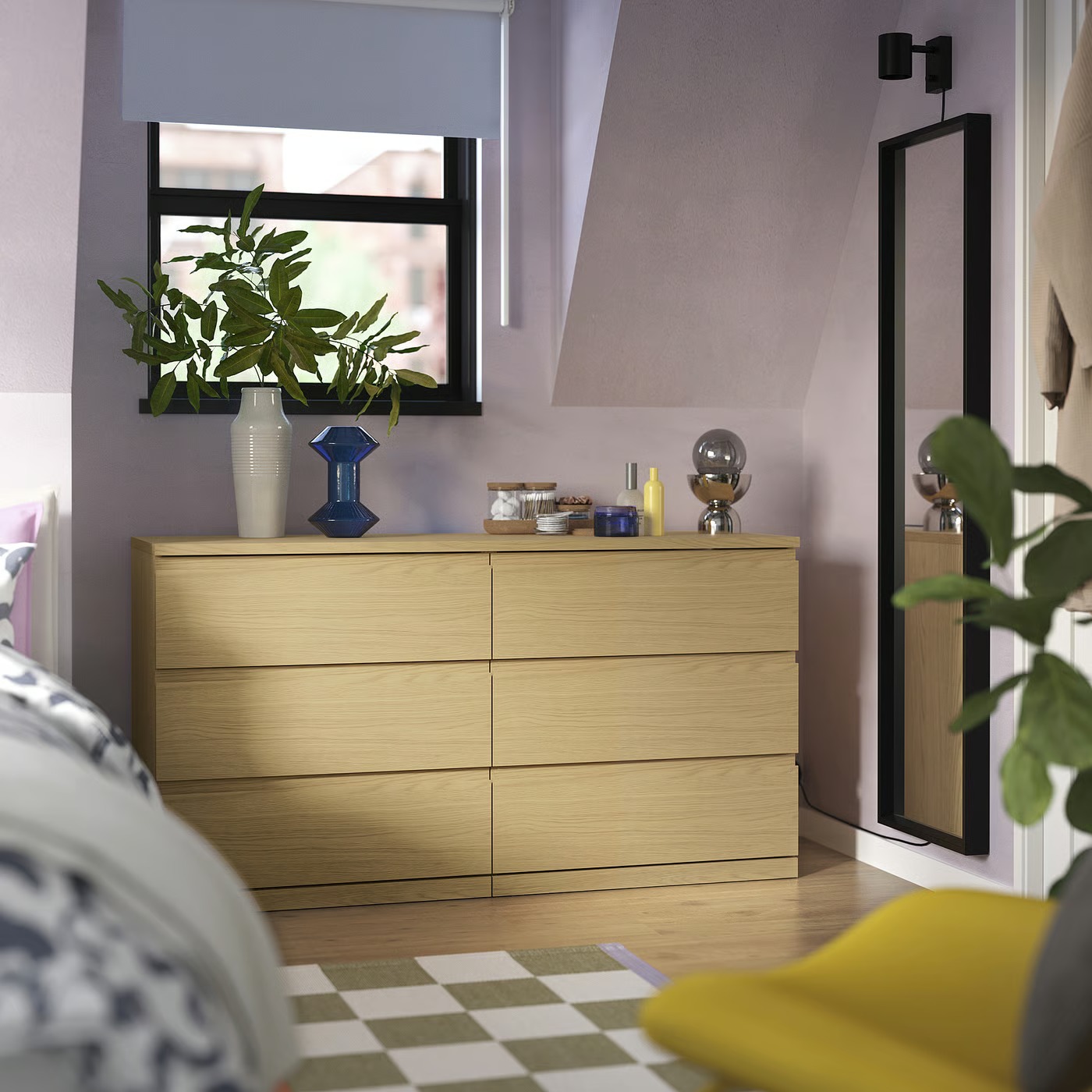 6 drawer wide dresser with lockable flip top hidden compartment