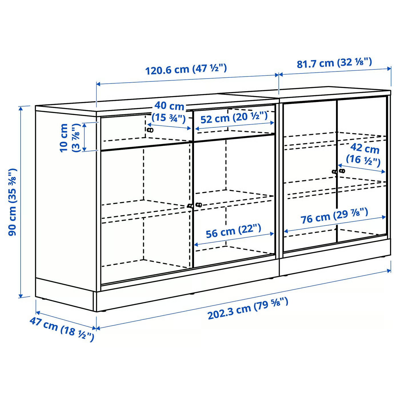 202cm Long Horizontal Rustic Wood Grain Freestanding Credenza, Multi-Door Enclosed Storage Side Cabinet with Round Wood Knobs & Large Display Top for Apartment Entryway Bedroom
