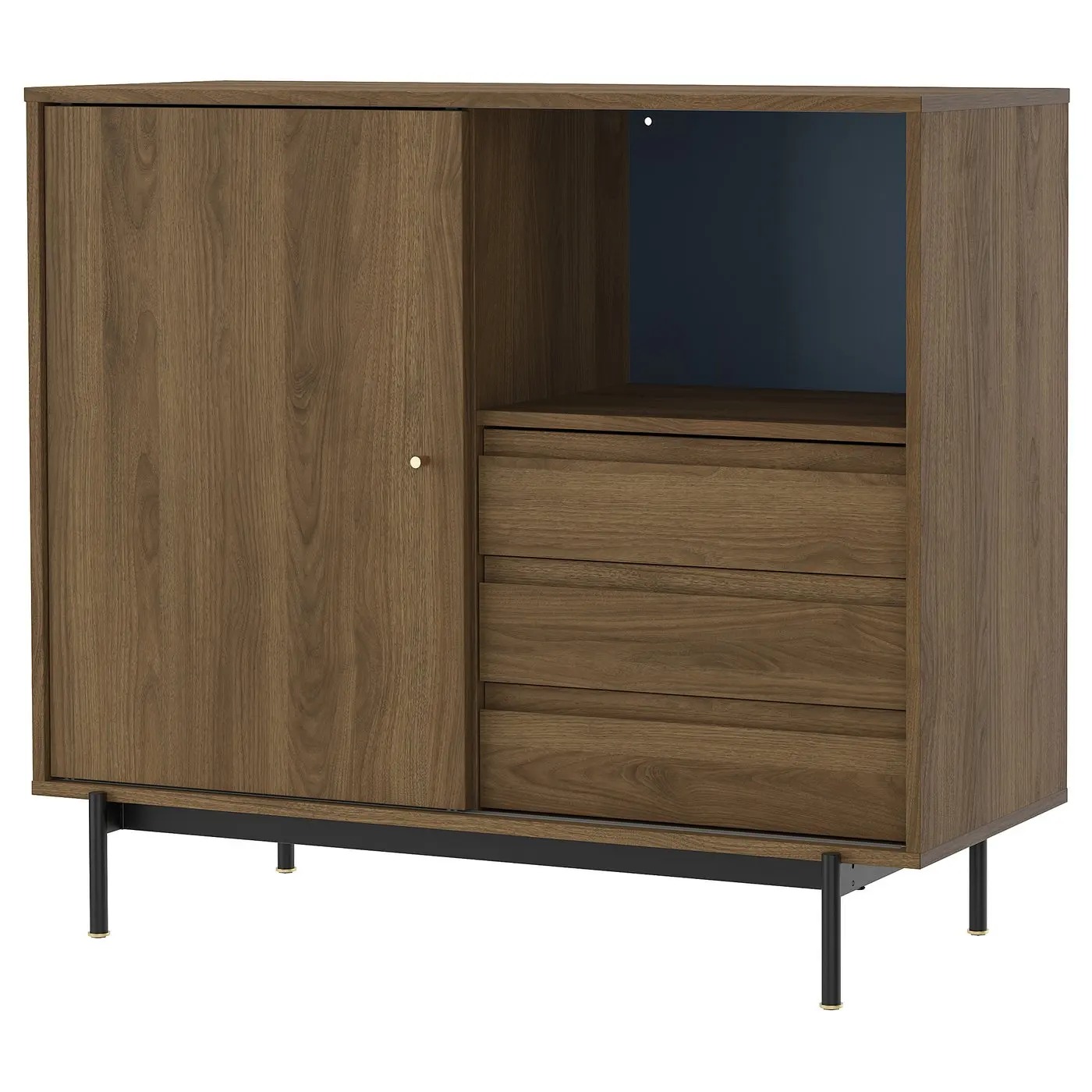 202cm Long Horizontal Rustic Wood Grain Freestanding Credenza, Multi-Door Enclosed Storage Side Cabinet with Round Wood Knobs & Large Display Top for Apartment Entryway Bedroom