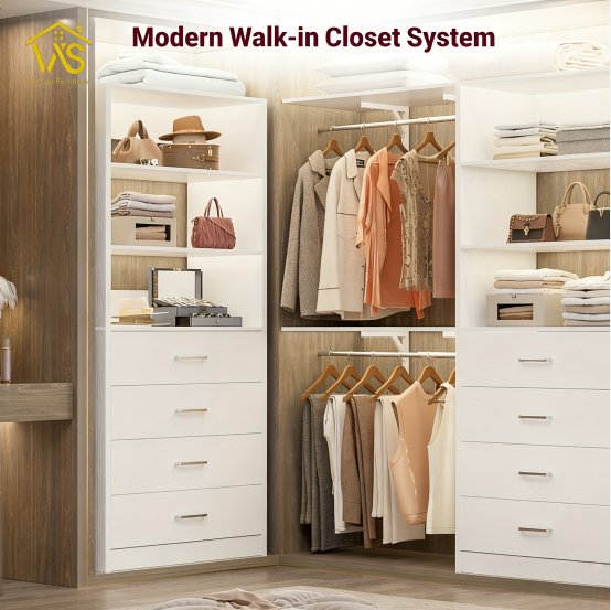 80 Inch Minimalist Freestanding Tall Storage Chest of Drawers, Multi-Tier Adjustable Open Shelving, 4 Large Pull-Out Drawers Anti-Tip Design Waterproof Surface Space Saving Bedroom Closet Book Cosmetic Storage Cabinet