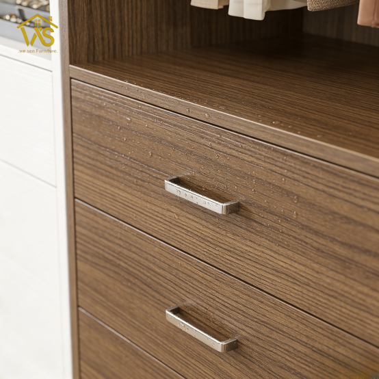 80 Inch Minimalist Freestanding Tall Storage Chest of Drawers, Multi-Tier Adjustable Open Shelving, 4 Large Pull-Out Drawers Anti-Tip Design Waterproof Surface Space Saving Bedroom Closet Book Cosmetic Storage Cabinet