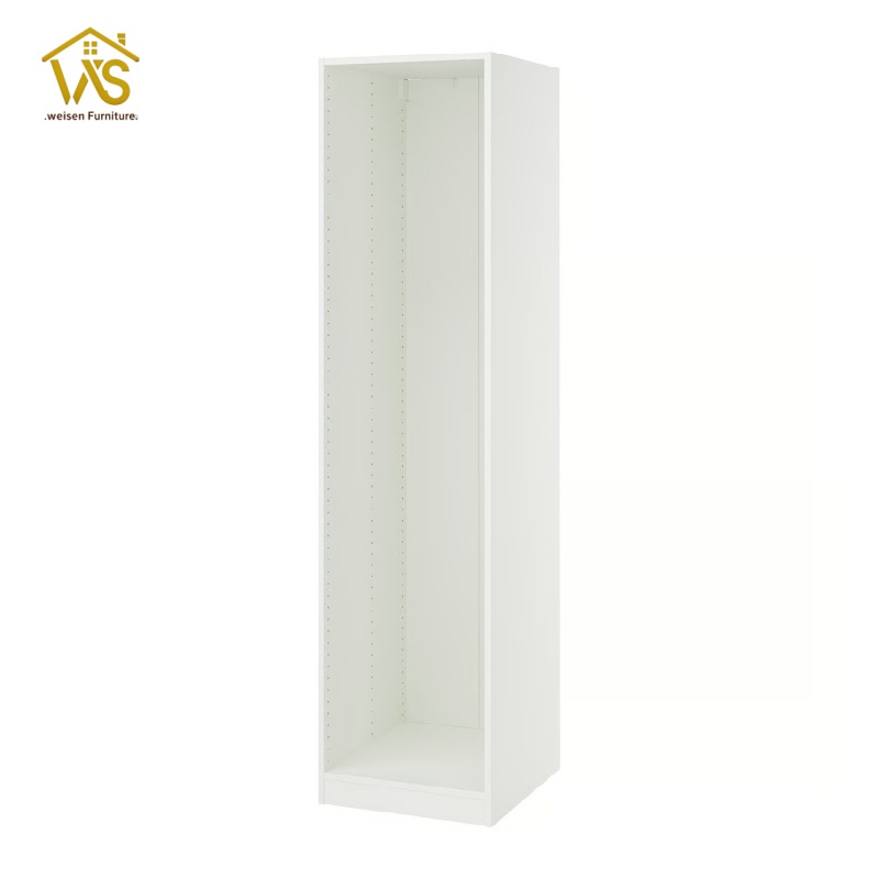 Minimalist No-Door Freestanding Modular Wardrobe Module, Fully Customizable DIY Combination Walk-In Closet Organizer with Pre-Drilled Adjustable Peg Holes, Multi-Size Silent Slide Drawers Multi-Zone Hanging & Folded Clothing Storage Cabinet