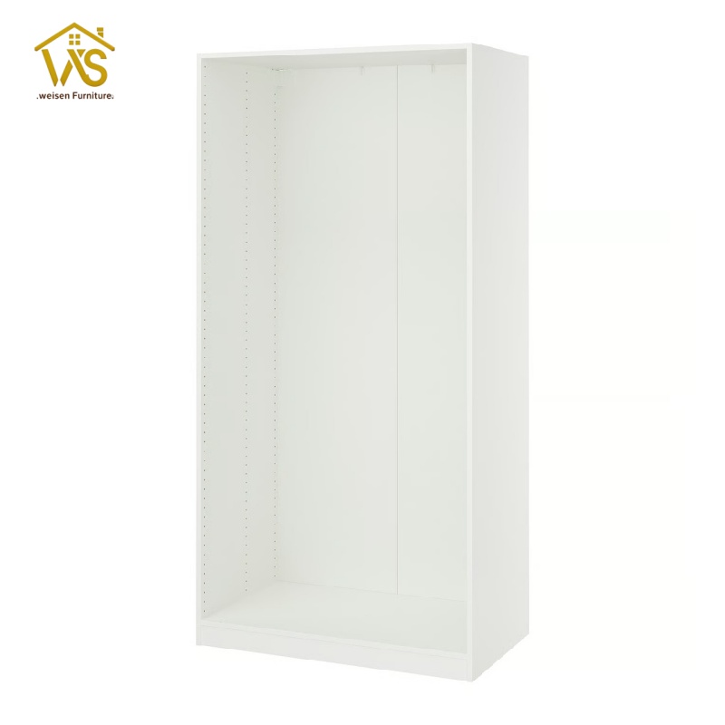 Minimalist No-Door Freestanding Modular Wardrobe Module, Fully Customizable DIY Combination Walk-In Closet Organizer with Pre-Drilled Adjustable Peg Holes, Multi-Size Silent Slide Drawers Multi-Zone Hanging & Folded Clothing Storage Cabinet
