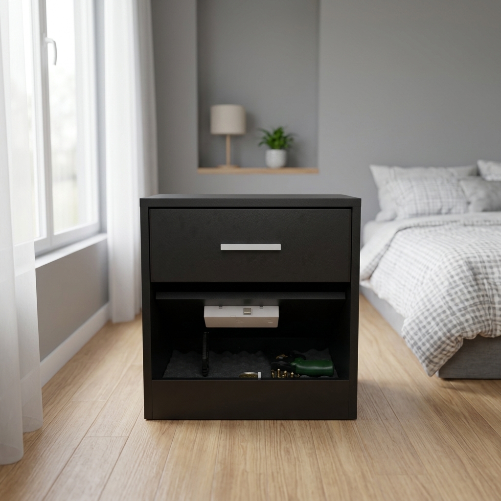 Modern Nightstand with Hidden Compartment, Bedside Table with Secret Storage Drawer for Valuables