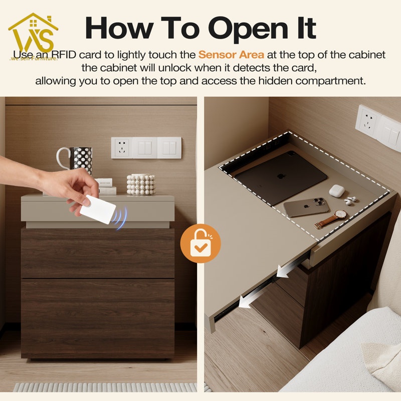 Nightstand with hidden safe compartment Concealment furniture